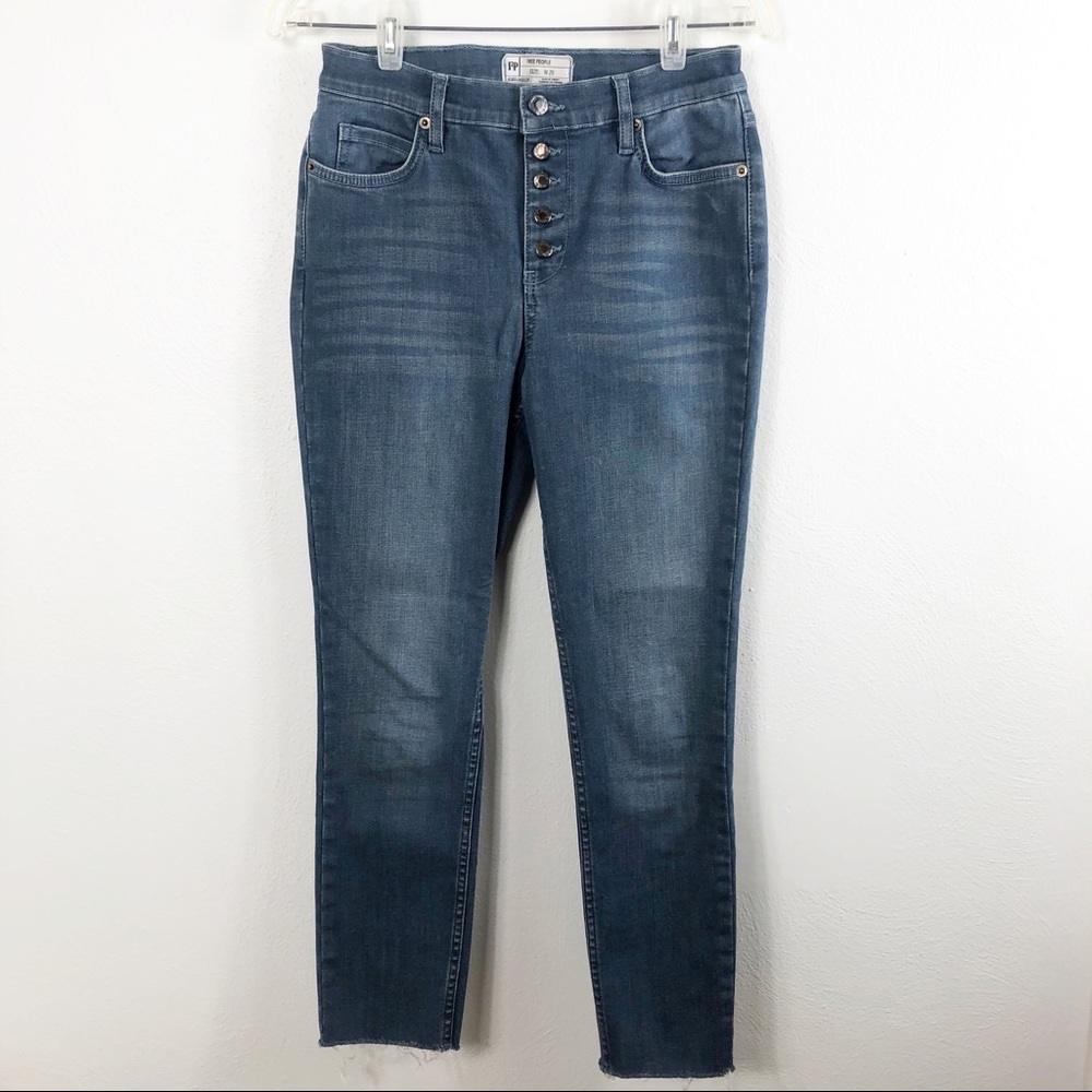 Free People Reagan Raw Hem Exposed Fly Skinny Jeans - Picture 2 of 10